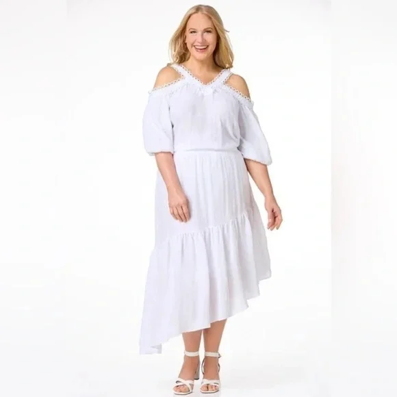 ❄️ Cato | PLUS SIZE CREPE ASYMMETRICAL MIDI SKIRT - Picture 5 of 6